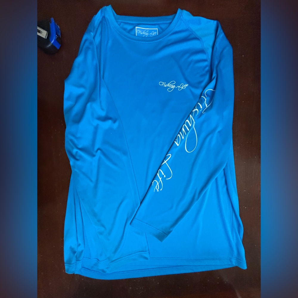 fishing life dri fit xxl shirts fishing camping hunting blue & gray mens 2